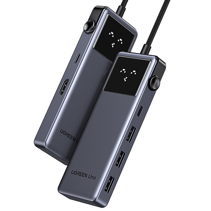 유그린 UNO 클릭 6in1 C타입 4K 60Hz HDMI PD 3A 1C USB 멀티허브 독 미러링 On Off 기능, 1개, 그레이