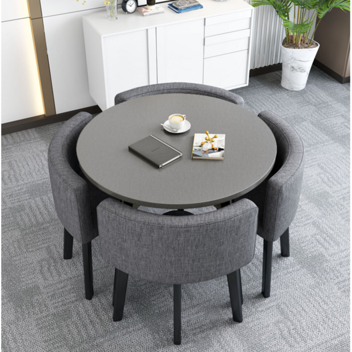 semoharu 4인용 원형식탁 800 테이블 의자 세트 카페 사무실 대기실