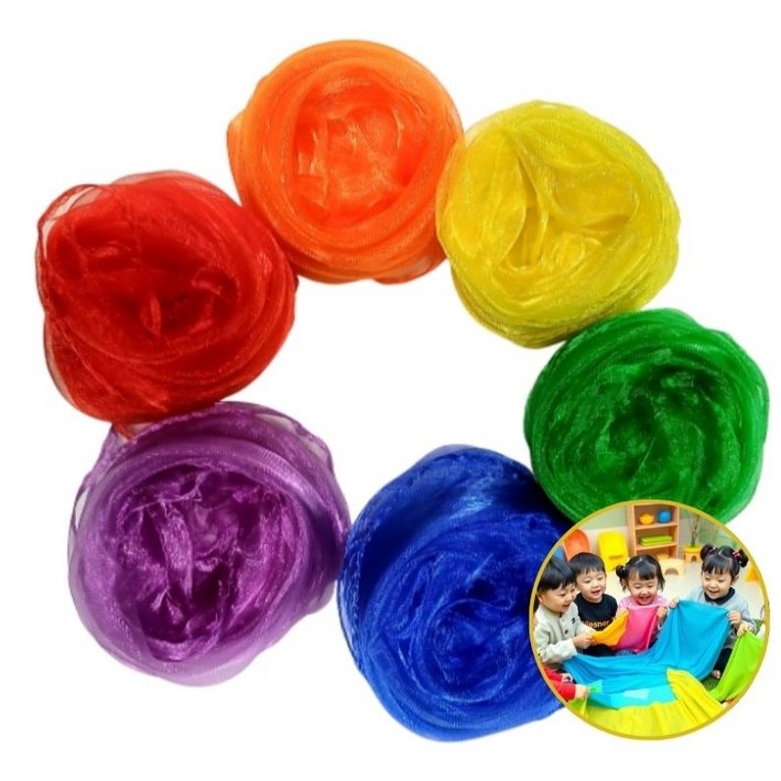 꼬망세 음률, 신체활동 칼라스카프 6색세트, 60cm x 60cm, 6색, 1개