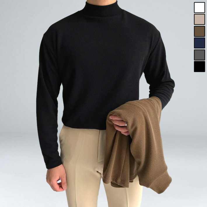 남자 기모 목폴라 티셔츠 겨울 목티 기모티 남성 폴라티 터틀넥 방한 기모 티셔츠 (3193-1)