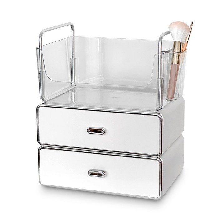 품절대란템 루시아이 모던 스퀘어 화장품 정리함 3단, 화이트, 1개