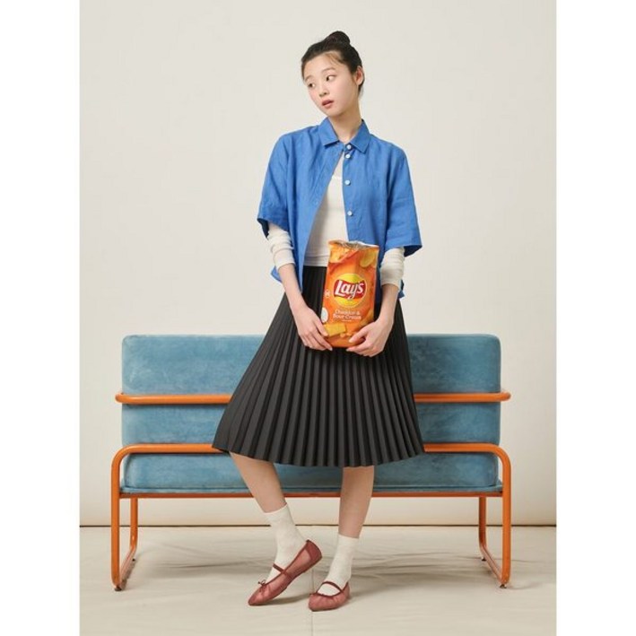 빈폴레이디스 여성반팔티셔츠 리넨 반소매 셔츠 블루 (BF5365C01P) 데일리룩 스타일리시