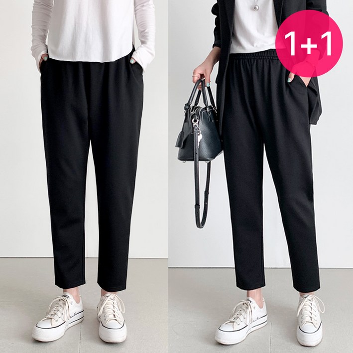 여성 빅사이즈 배기핏 밴딩 슬랙스 팬츠 55~120 사방스판 간절기용 바지