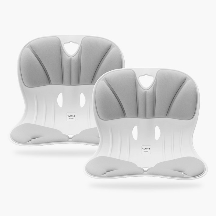 [2개 세트] 커블체어 와이더 - 바른자세 좌식 의자 허리 등받이 앉은뱅이 자세교정, 그레이+그레이