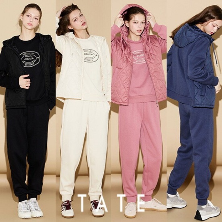 백화점상품 테이트 TATE 여성 퀼팅 배색 트랙수트 3종 후드집업스웻셔츠팬츠