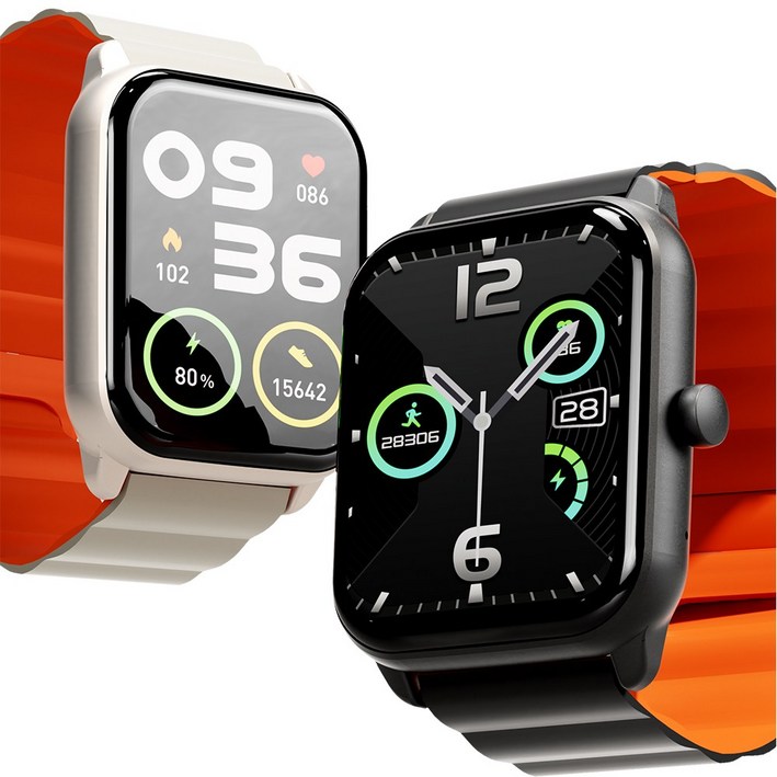 ebeiya 통화가능 스마트워치 대화면 운동측정 알림 확인 가능한, 블루투스, 4.65cm, 베이지오렌지