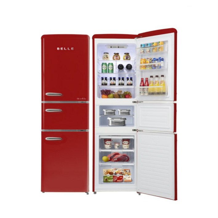 [하이마트 설치]Belle 레트로 글라스 3도어 냉장고 RT25ARD (225L) 20230420