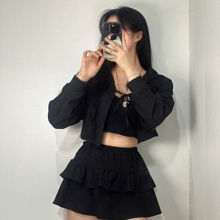 여성 리본 볼레로 크롭 봄 여름 가디건 2컬러 얇은 휴양지 꾸안꾸 화이트 블랙 흰색 끈 아우터 옷 상의 썸머 예쁜 휴가 바캉스 룩 T94 이쁜 해변 여행