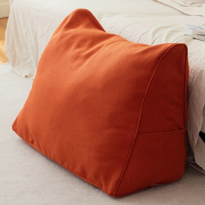 LINU 리누 카치온 삼각 등쿠션 허리 등받이 쿠션, 오렌지