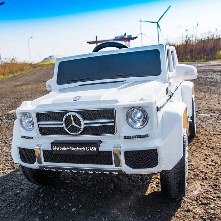 메르세데스 벤츠 G650 어린이 전기 자동차 4륜 성인 원격 제어 2인 탑승 어른 동승, 최고급 화이트 사륜 12V7A 성인탑승
