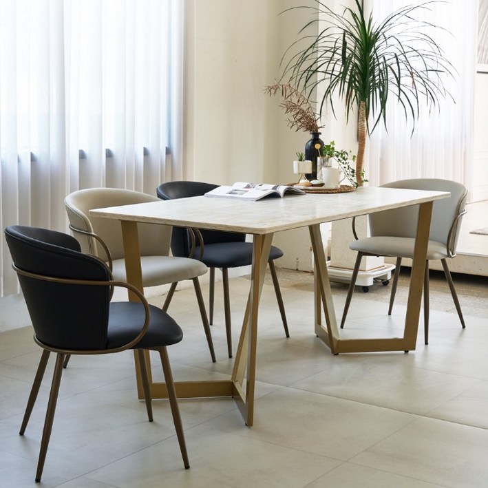 하덱스가구 몬드 칸스톤 4인용 식탁 1400 12T 엔지니어드스톤 대리석