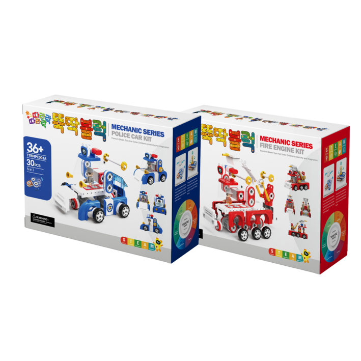 뚝딱 교통놀이 자동차 블럭 장난감 2종 세트(소방차 경찰차 포크레인 헬리콥터 기차 중 선택), 1개