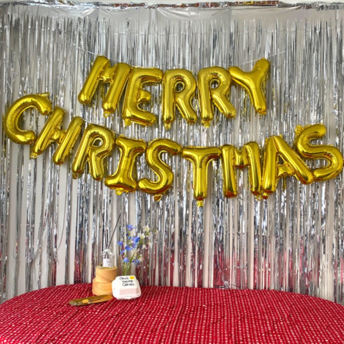 [당일발송] 메리 크리스마스 파티 장식 가랜드 홈파티 세트 성탄절 파티, 크리스마스 풍선(골드)