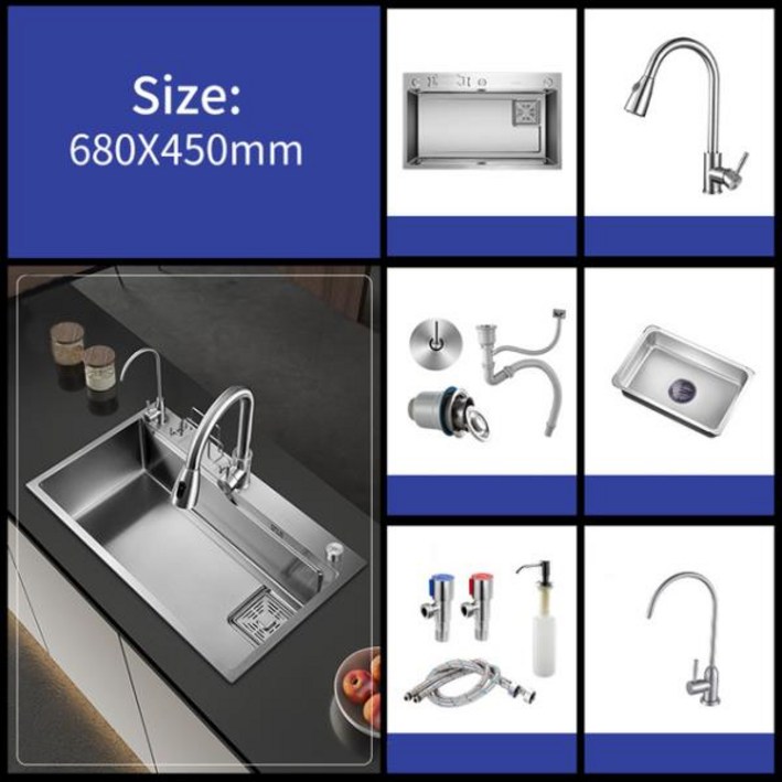 304 스테인레스 스틸 대형 싱글 슬롯 주방 싱크대 접시 야채 세면대 그릇 Udermount 탑 마운트 드레인 액세