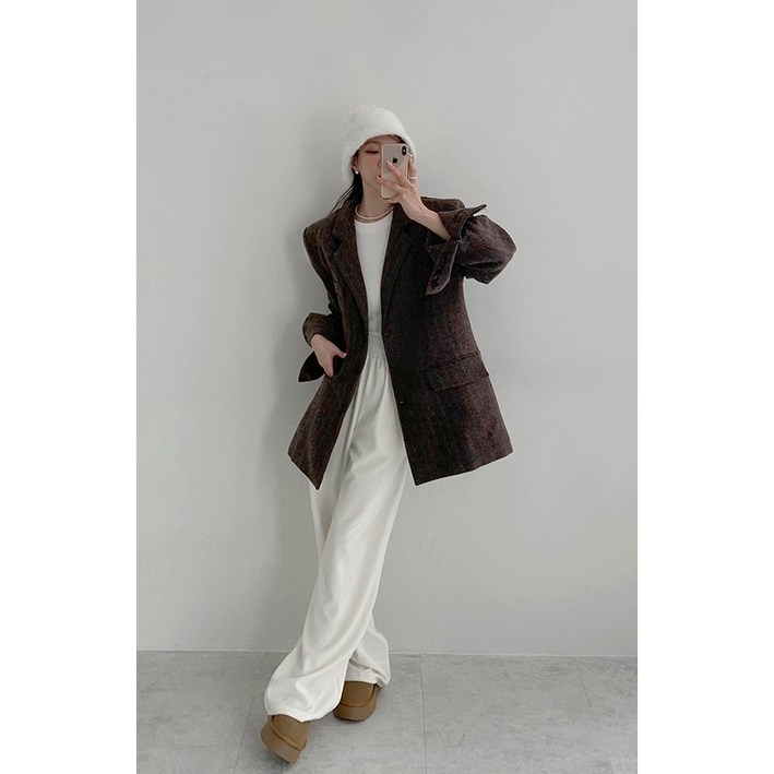 오버클래식 울 자켓 블레이저 루즈핏 누빔 코트 겨울자켓 여성아우터 모던 센츄리