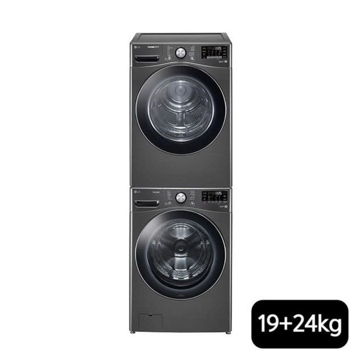 LG전자 LG 트롬 블랙 건조기 19kg(RH19KTAN)+24kg 세탁기(F24KDAP), 단일옵션