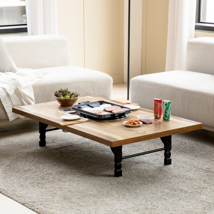 소담갤러리 우드슬랩 4인용 가정용 불판테이블 미우새 접이식 고기불판상 고기집 식탁 테이블