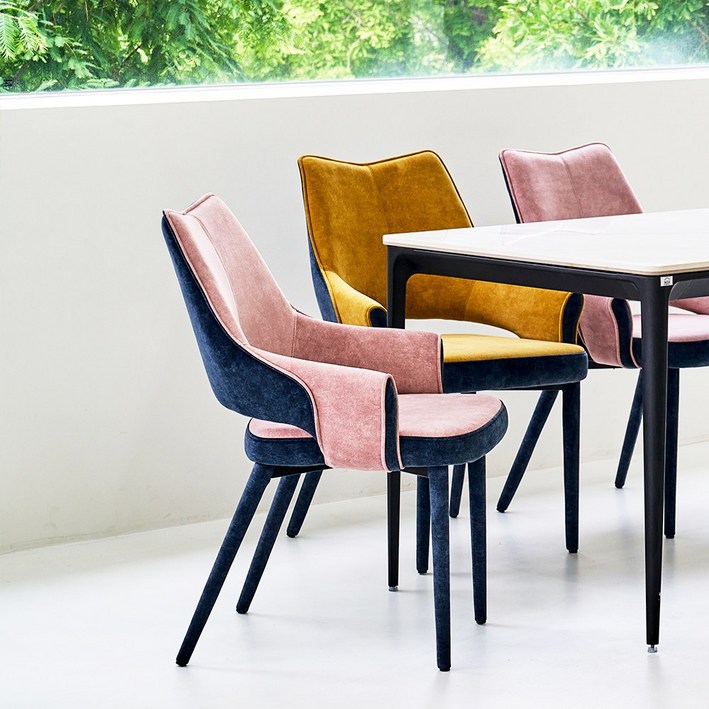 가구앤하우스 코브라 조야 원단 인테리어 디자인 카페 식탁 의자 3color, 핑크, 1개