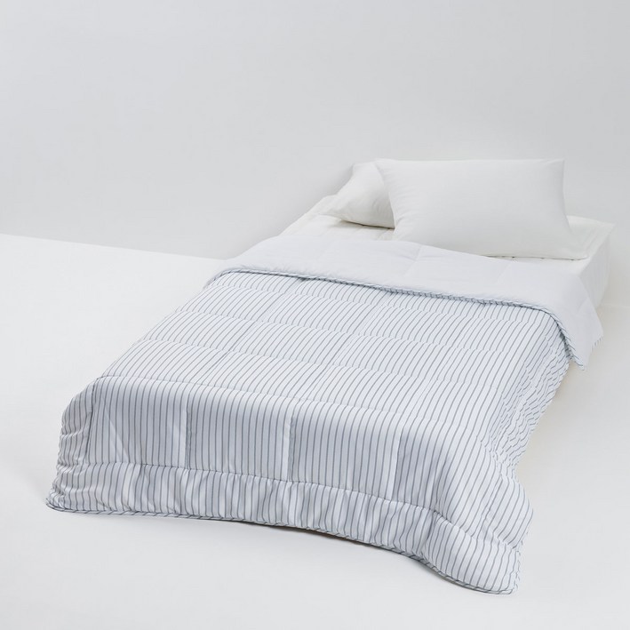 JAJU자주 스트라이프 피치스킨 차렵이불SS틸블루