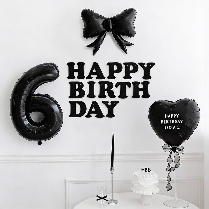 파티몬 생일 풍선 가랜드 리본 파티 용품 숫자 이니셜 세트 소품 이벤트