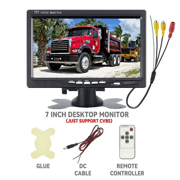 BINWEI AHD 7인치 차량용 모니터 입력 지원 24V 백업 12 카메라 화면 600 TFT 비디오 LCD 양방향 1024 후방 주차 디스플레이