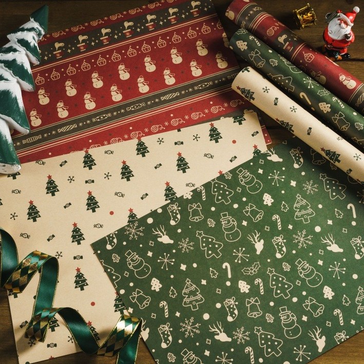 아크배라 크리스마스 포장지 선물 포장 3종, 1세트, 5번