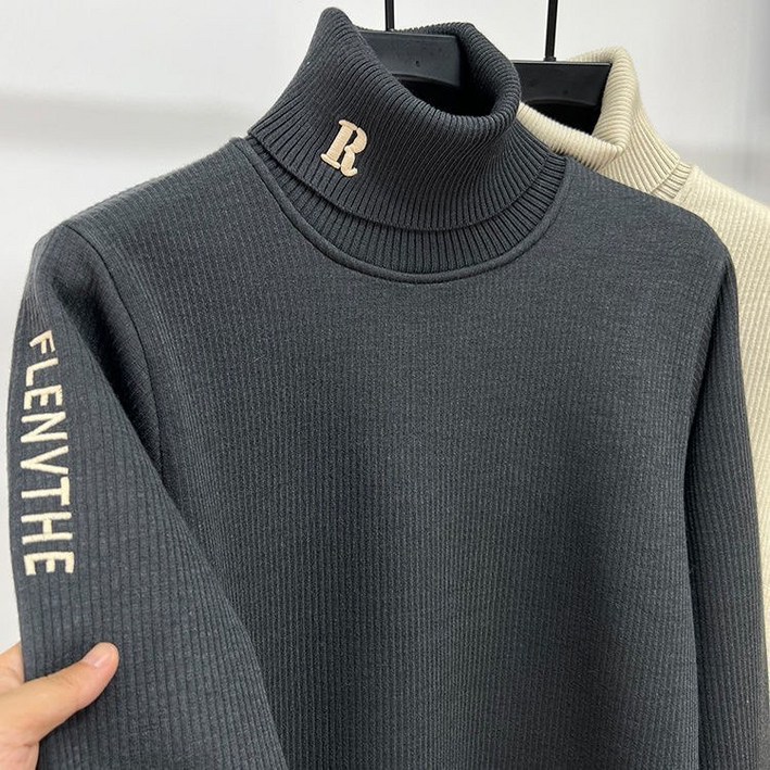 상의/남성 레터링 긴팔 폴라 니트