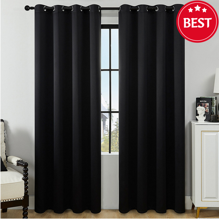 유피해피 빛차단 거실 창문 암막커튼아일렛