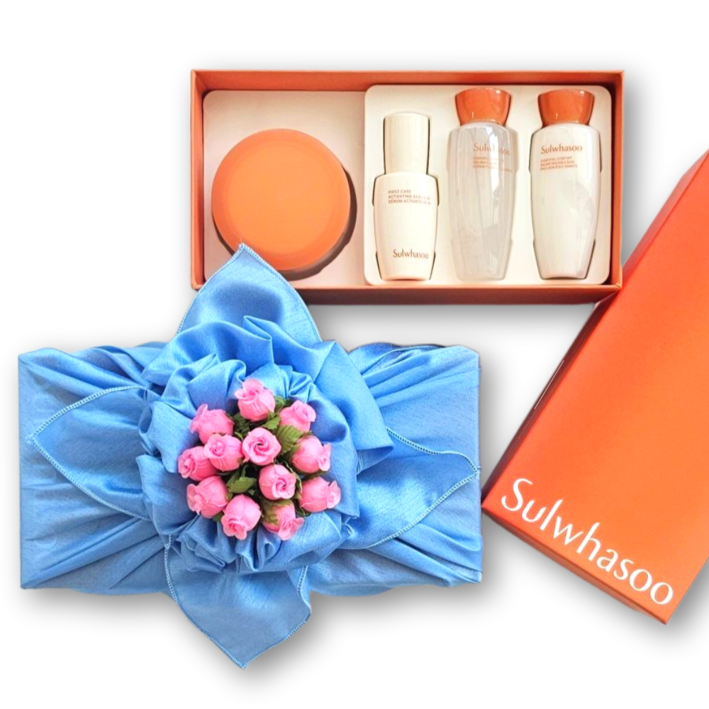 탄력크림 꽃부케 화장품 선물포장 전용 쇼핑백 명절 선물세트, 1세트