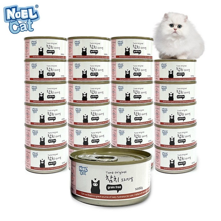 노엘캣 참치 오리지날 80g 24개 고양이캔 습식사료 캔 길고양이 간식 통조림 고양이밥 고양이먹이, 24개, 80g, 참치 오리지날