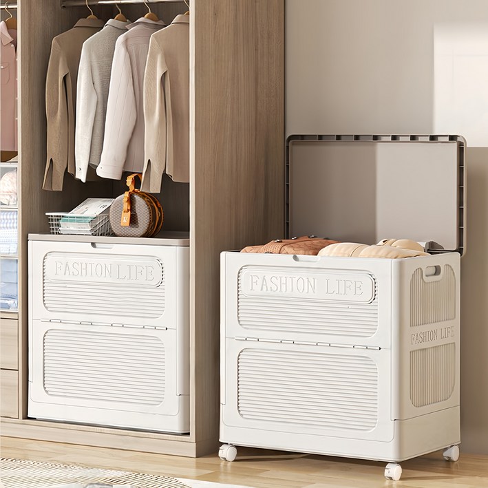 Kleeno 대형 정리함 150L 대용량 폴딩 수납함 이동 가능 리빙박스 옷 이불 보관함