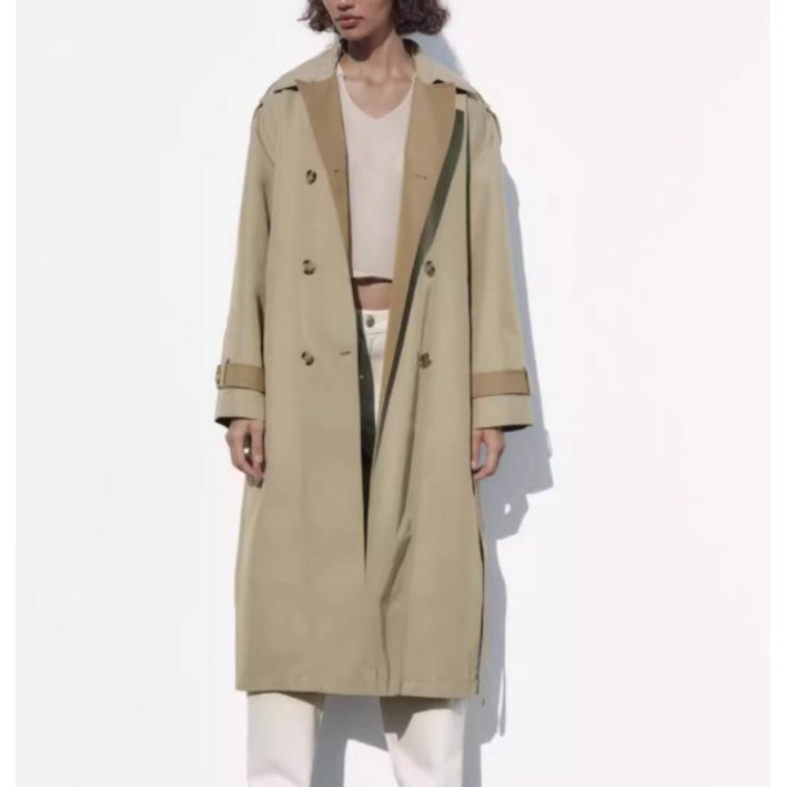 ZARA 여성 신상 더블 버튼 코트 오버핏 베이지 15Y0706