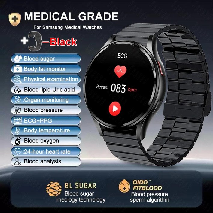 2025 삼성 갤럭시 시계 7 혈액 지질 요산 혈당 신체 분석 스마트 ECG + PPG Smartwatch Men