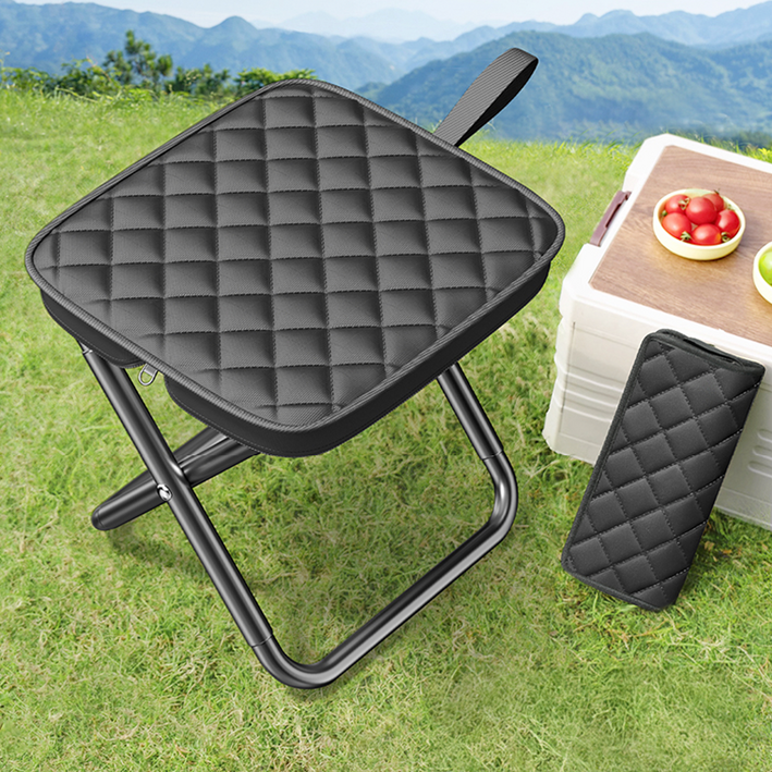 솔바람집 작은 접이식 미니 의자 낚시의자 휴대용 간이 의자, 1개, 블랙