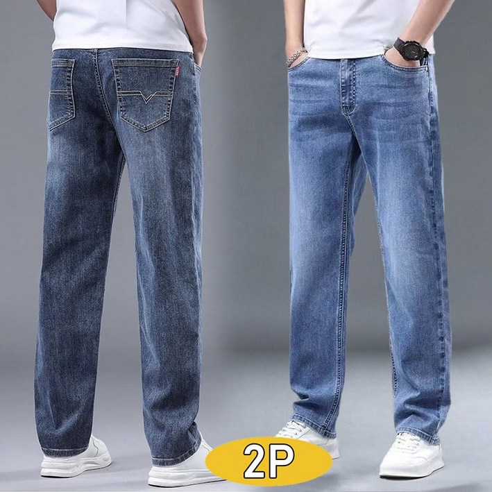 1+1 남상 와이드핏 스판 청바지 데일리 스판 일자핏 데님팬츠 봄  남자 바지