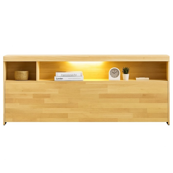 라자가구 소담 삼나무 원목 115 낮은형 LED 선반형 수납 침대 헤드 보드