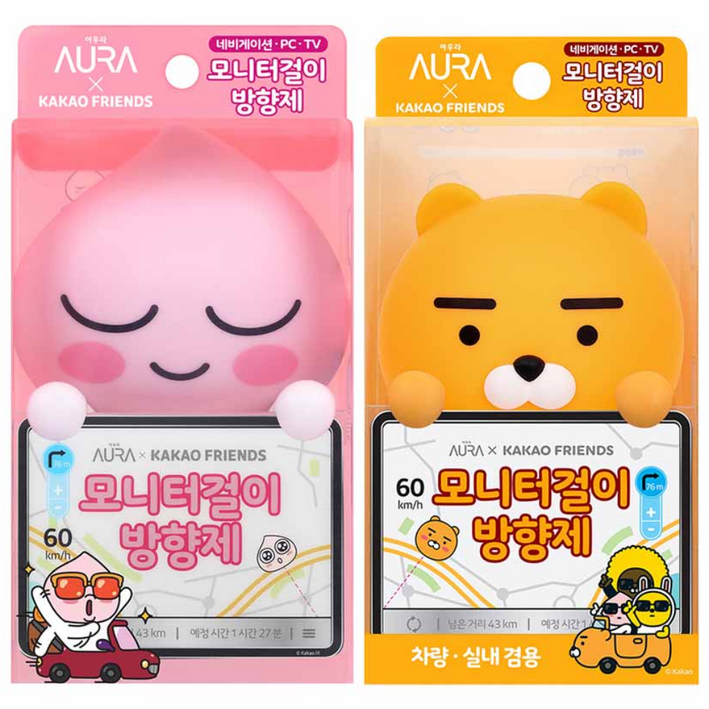 아우라 카카오프렌즈모니터걸이 방향제 어피치+라이언, 1개