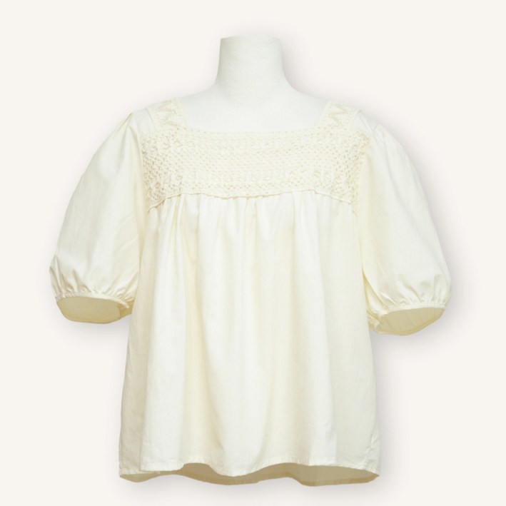 샤우라 여성 여름 하객룩 자수 레이스 블라우스