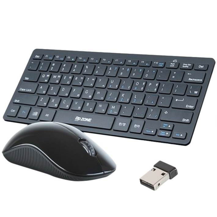 DDZONE 무소음 미니 무선 텐키리스 키보드 마우스세트, 블랙, DMK1300M