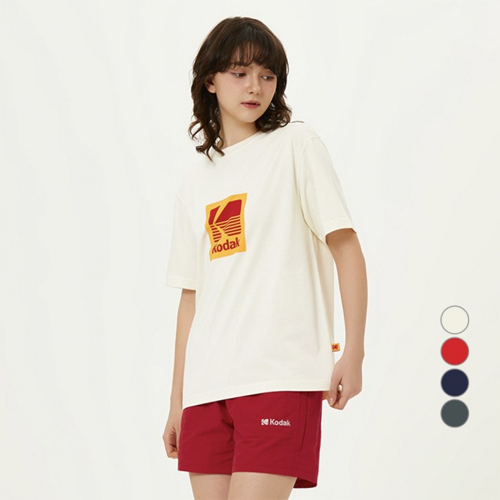 코닥어패럴 남녀공용 에센셜 빅로고 코튼 반팔 티셔츠