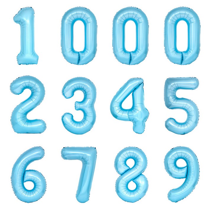 파티아일랜드 숫자 호일 풍선 12p 세트 40cm, 블루, 1세트