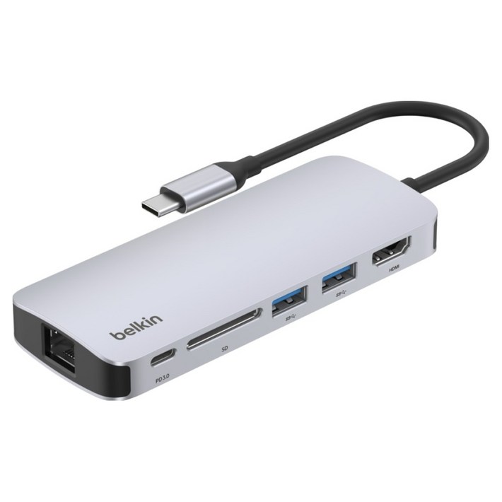 벨킨 connect USB C 6in1  멀티 포트 허브 어댑터 AVC008fqSGY V2