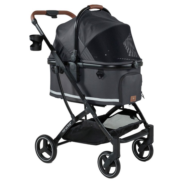 낫쏘빅 반려동물 아로아플러스3 캐리어분리형 유모차  레인커버  컵홀더 세트, 시크블랙, 1세트