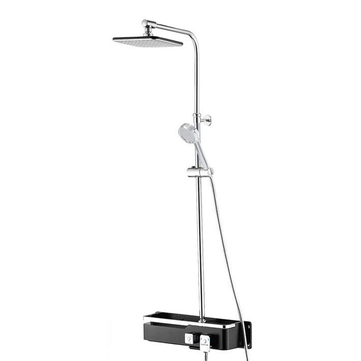 미리내 스마트 욕실 선반형 무타공 해바라기샤워기 블랙 방문설치, 1개