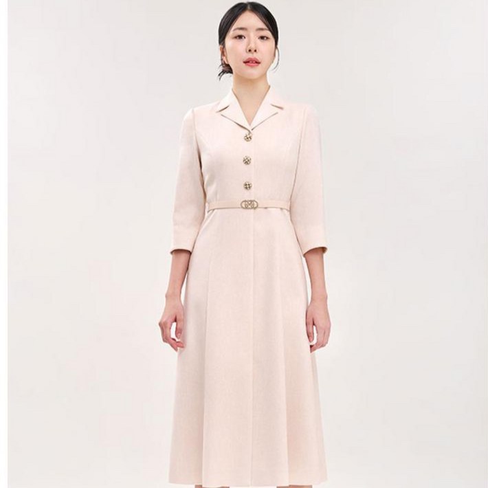 미니멈 여성용 심플 플레어 카라 원피스