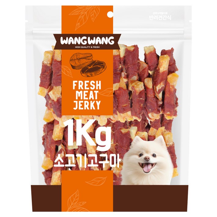 왕왕 강아지 프리미엄 대용량 소고기고구마 간식, 1kg, 1개, 소고기맛