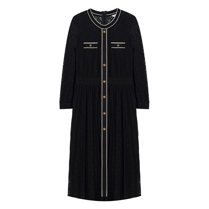 크로커다일 레이디 배색단 포인트 허리주름 보온 롱원피스 CLBWOP302