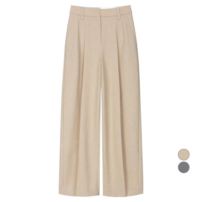 온앤온 여성용 원턱 세미 와이드 슬랙스