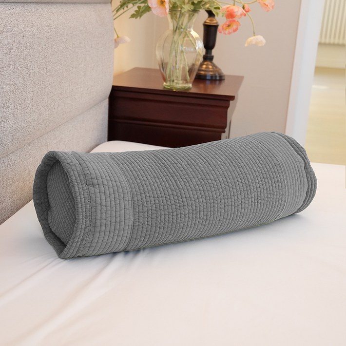 사랑예감 바이오칩 원형 베개, 회색, 1개