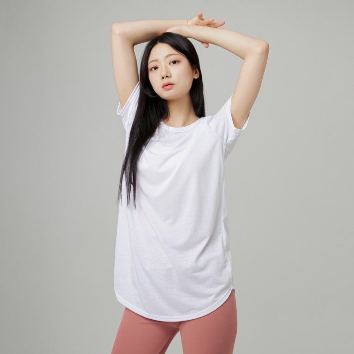 토마토팩토리 여성용 통기성 레이어드 롱 반팔 티셔츠